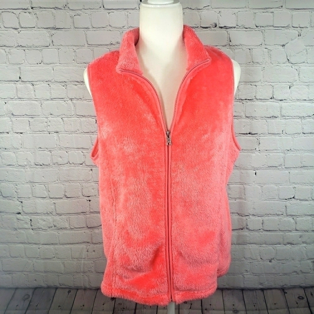 STYLE & CO. Faux Fur Vest Peach Size L